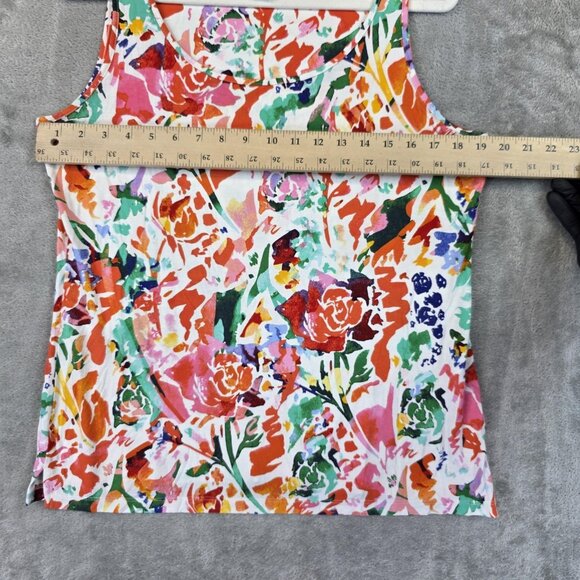 Chico's Tank Top Womens Medium Multicolor Floral Rayon Spandex Sleeveless Casual - Picture 3 of 9
